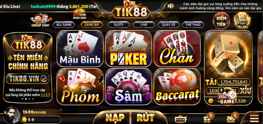 Game bài đổi thưởng Tik88
